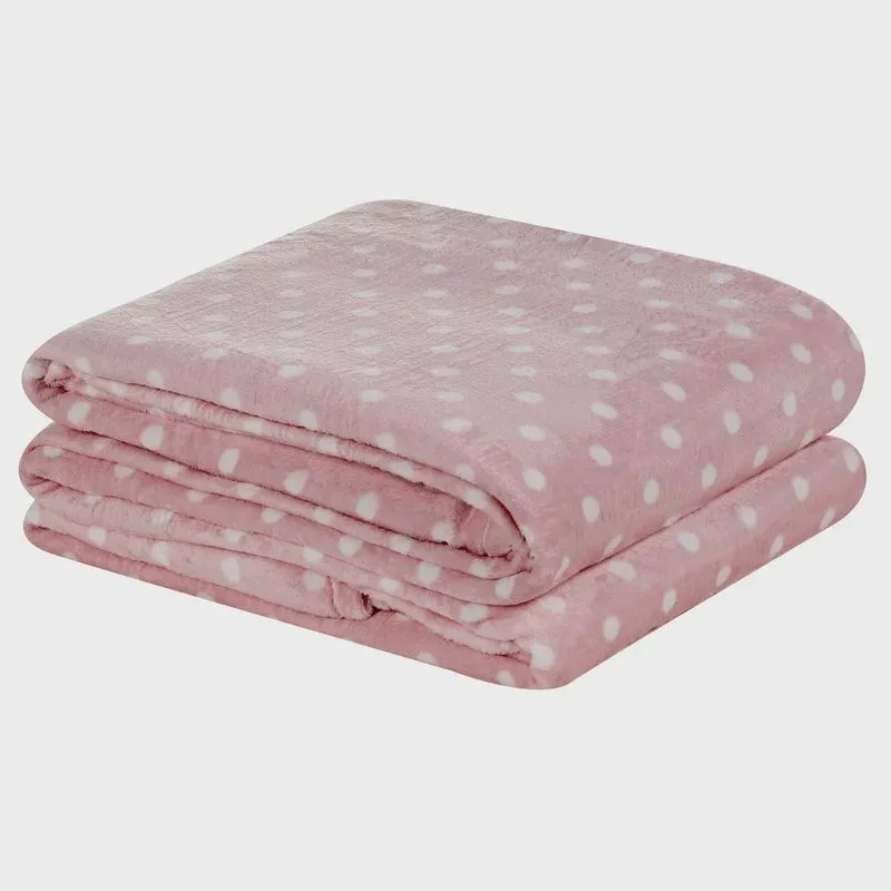 Manta Solteiro Balls Microfibra Decorativa Rosa