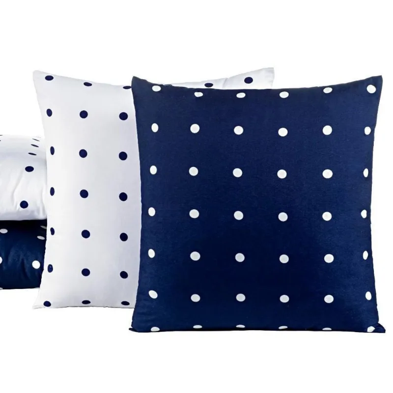 Kit 04 Capas De Almofadas Petit Poá 45Cm X 45Cm Azul