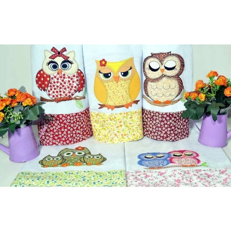 Kit De Pano De Prato Guardanado Bordado Patchwork 5 Peças