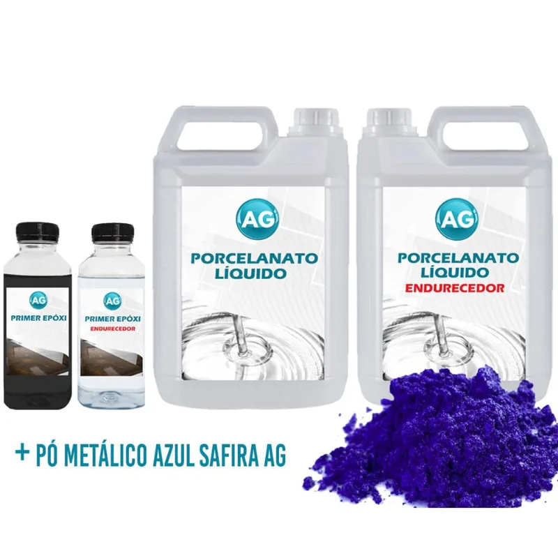 Kit Porcelanato Líquido Metálico Azul Safira Ag Por M