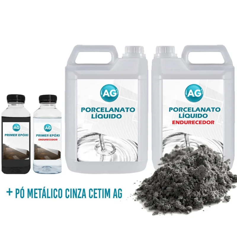 Kit Porcelanato Líquido Metálico Cinza Cetim Ag Por M