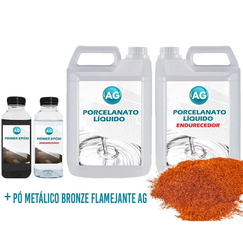 Kit Porcelanato Liquido Metálico Cobre Flamejante Ag Por M