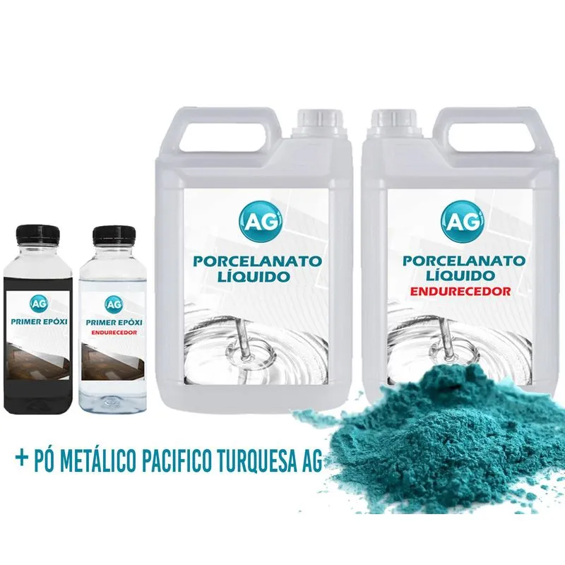Kit Porcelanato Líquido Metálico Pacifico Turquesa Ag Por M
