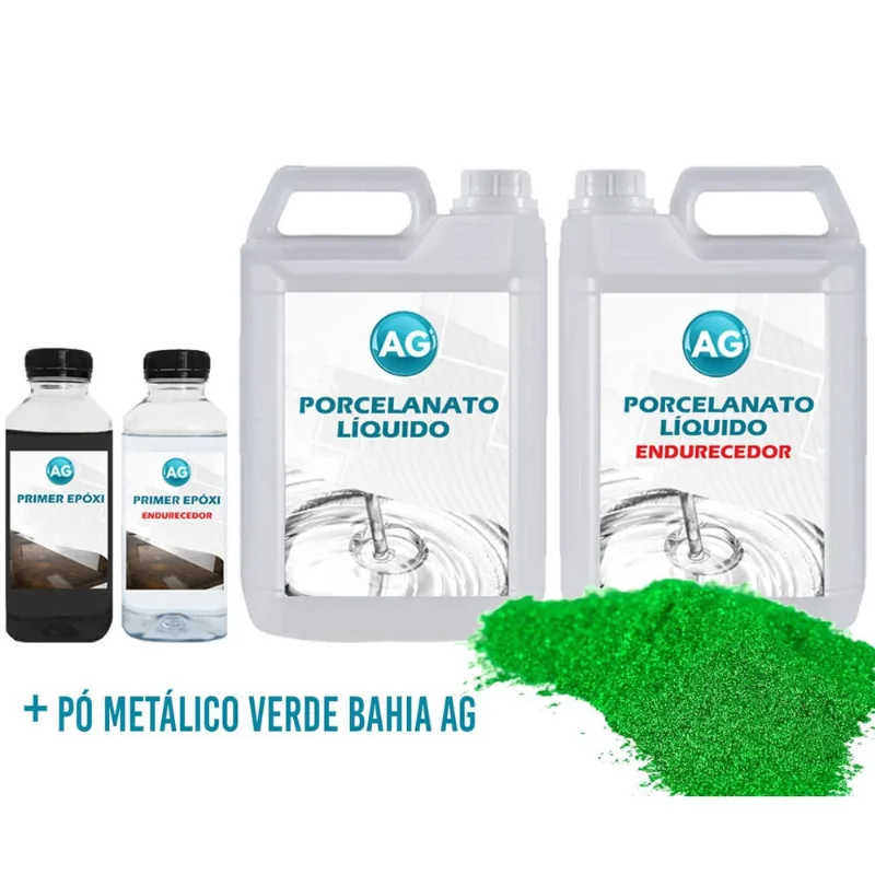 Kit Porcelanato Líquido Metálico Verde Bahia Ag Por M