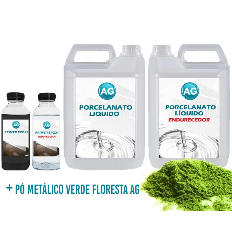 Kit Porcelanato Líquido Metálico Verde Floresta Ag Por M