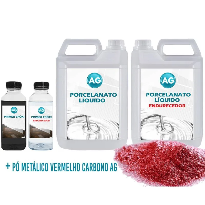 Kit Porcelanato Líquido Metálico Vermelho Carbono Ag Por M