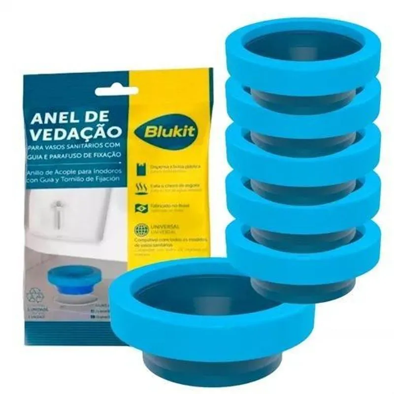 Anel Vedação Vaso Sanitario Com Guia Blukit Fixação Kit 6 Un