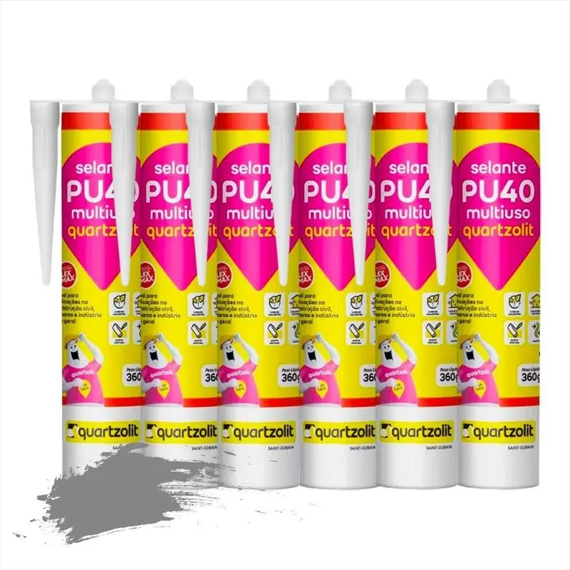 Selante Pu40 Multiuso Contrução Civil Reparo 360g Kit 6 Un - Cinza