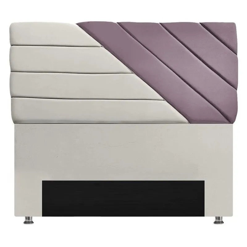 Cabeceira Box Queen 158cm Estilo Veludo Luxo Bege/rosê Sofa Store