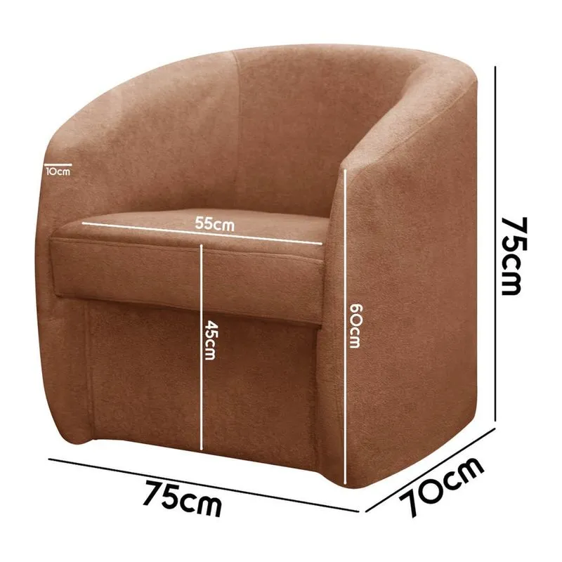 Poltrona Decorativa Orgânica fly para Sala Recepção Estética Linho Terracota