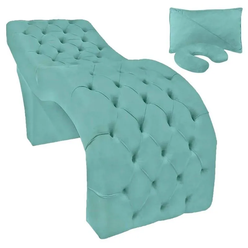Mesa Maca Profissional Estofada Estética Luxo 180x70 Cm D26 Veludo Verde Agua