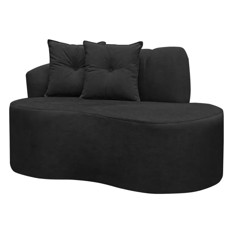 Sofá Curvo Orgânico Plaza 2 Pessoas 145cm Bouclê Preto