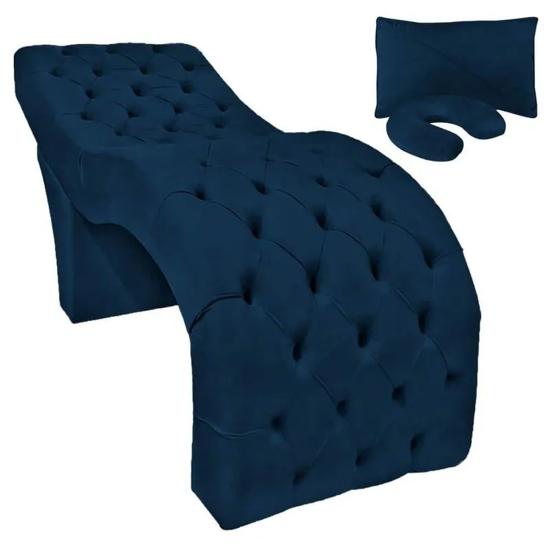 Mesa Maca Profissional Estofada Estética Luxo 180x70 Cm D26 Veludo Azul Marinho