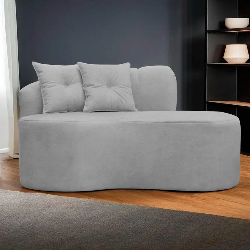 Sofá Namoradeira 2 Lugares Plaza Conceito Orgânico 180cm Bouclê Cinza