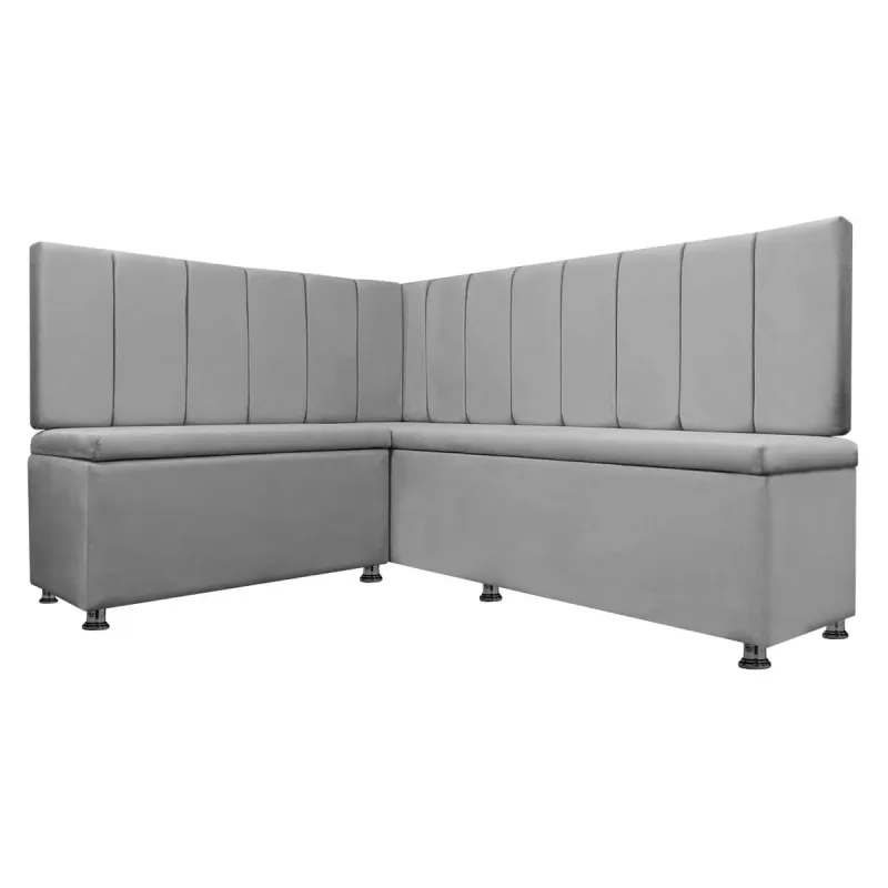 Conjunto Canto Alemão com Bau para Bar Lanchonete LISO Cinza Claro 125x160cm