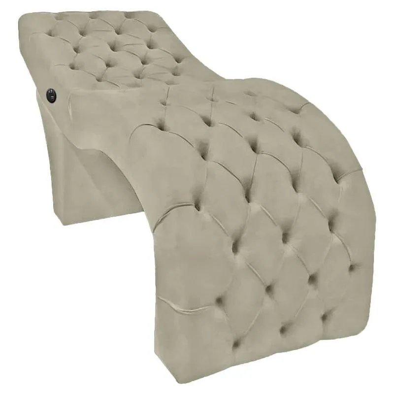 Mesa Maca Profissional Com Massagem Estofada Capitonê Veludo Marrom Castor