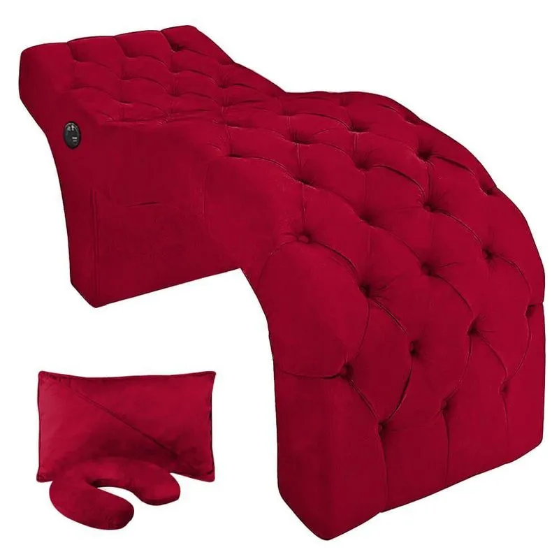 Maca Fixa Ergonômica Para Estética Design Cílios Com Massagem Veludo Vermelho