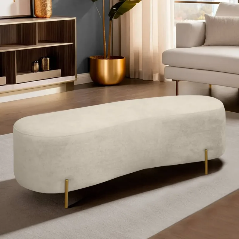 Puff Decorativo Banqueta Orgânico Feijão Curvo Maitê 138cm Bouclê Bege