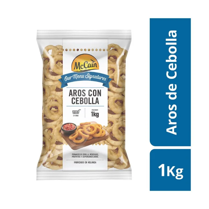 Aros de cebolla congelados Mc Cain bolsa 1 kg.