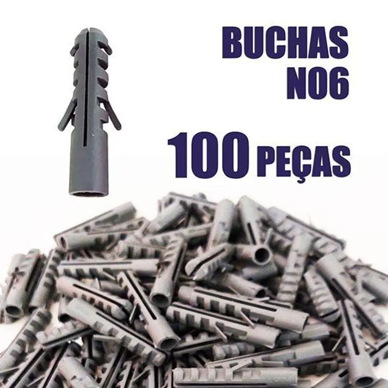 Kit Buchas 06 Buchas De Fixação Sem Anel Nylon 100pçs