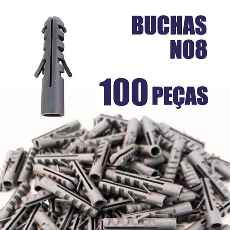 Kit Buchas 08 Buchas De Fixação Sem Anel Nylon 100pçs