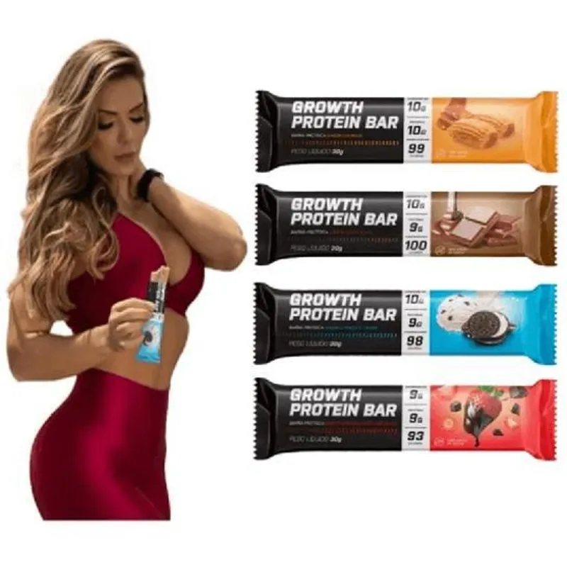Barra De Proteína Barrinha Sabores Whey Growth Caixa 12un