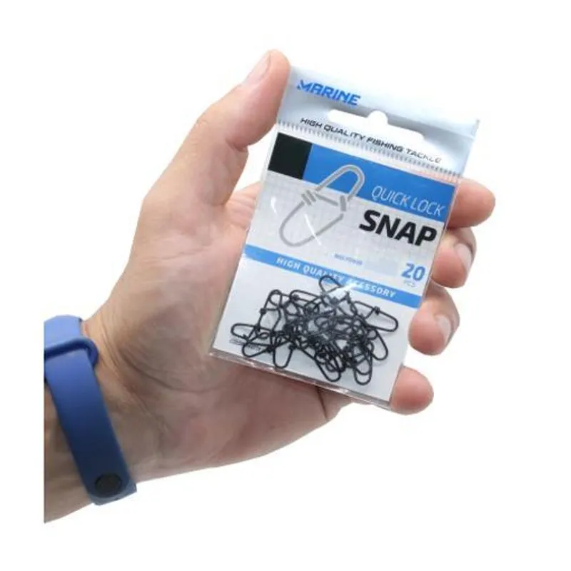 20 Snap Pesca Quick Lock Marine N2 Black Suporta 25kg 55lb