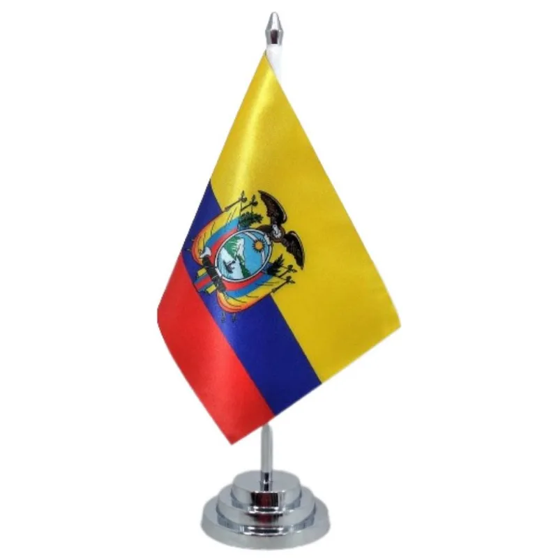 Bandeira Mesa Equador Com 29 Cm (mastro) Altura Poliéster