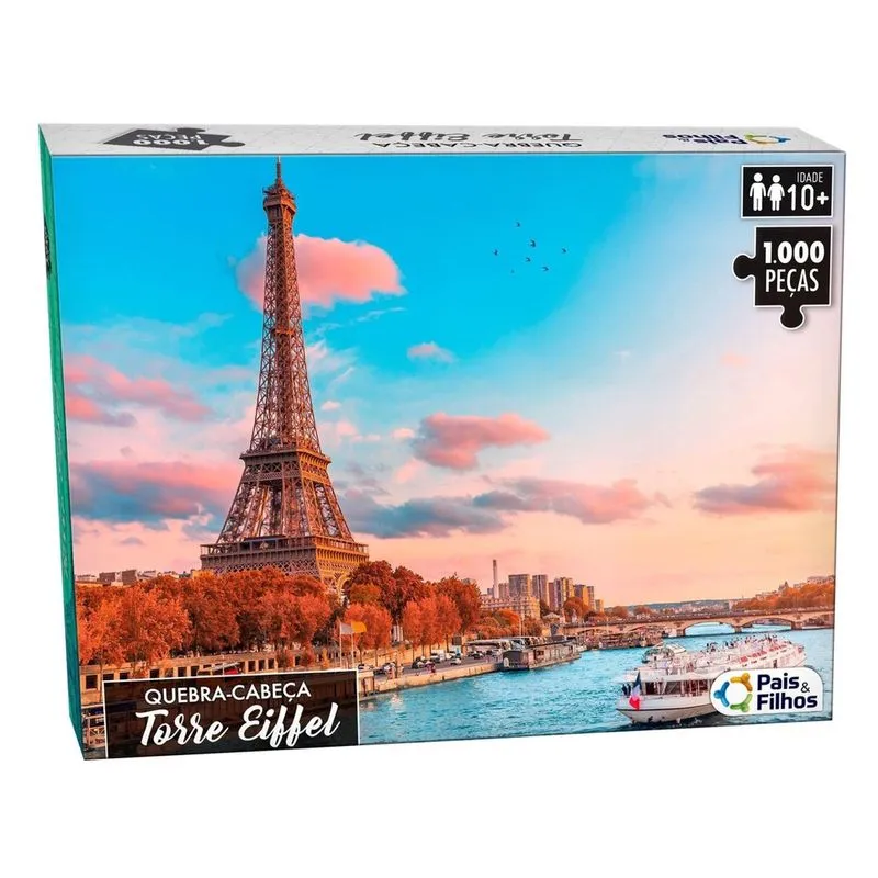 Quebra Cabeca Torre Eifel 1000 Pçs 63,7 X 45,5 Cm Pais Filho