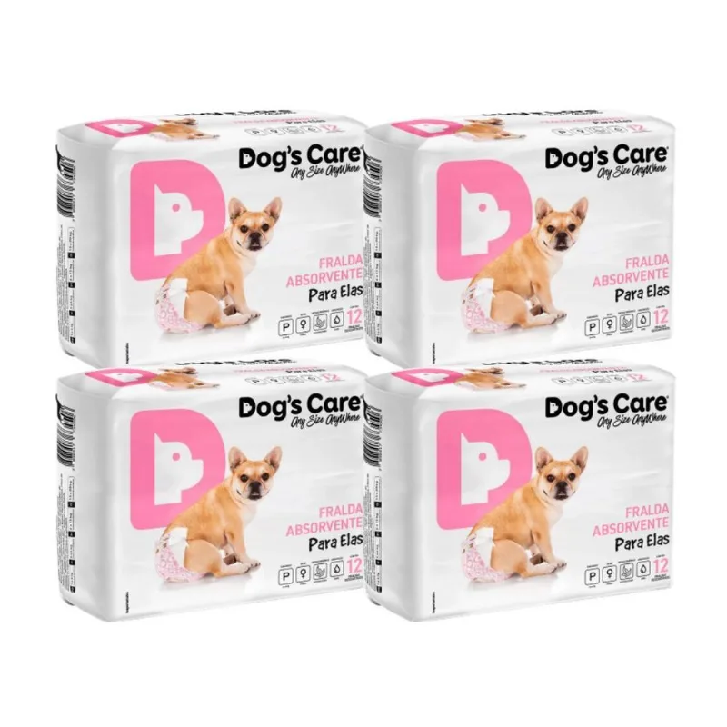 Fralda Dogs Care Para Cães Femêas 12 Un P Descartavel Kit-4