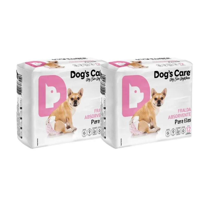 Fralda Dogs Care Para Cães Femêas 12 Un G Descartavel Kit-2