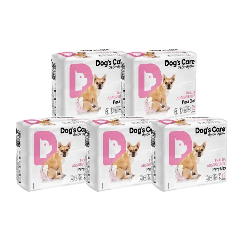 Fralda Dogs Care Para Cães Femêas 12 Un G Descartavel Kit-5