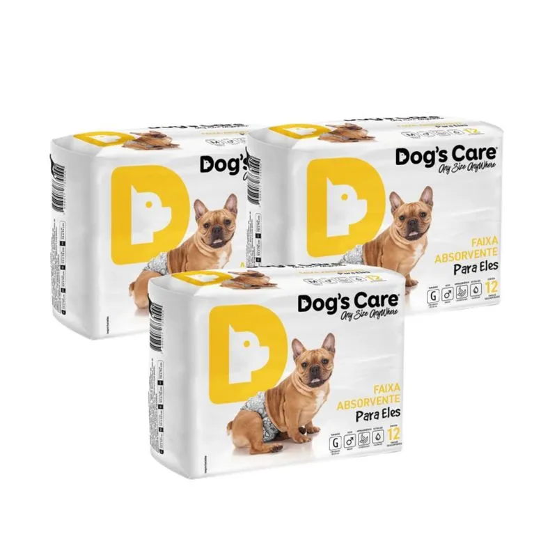 Fralda Cachorro Macho Tam G Kit Com 3 Pcts Total 72 Fraldas