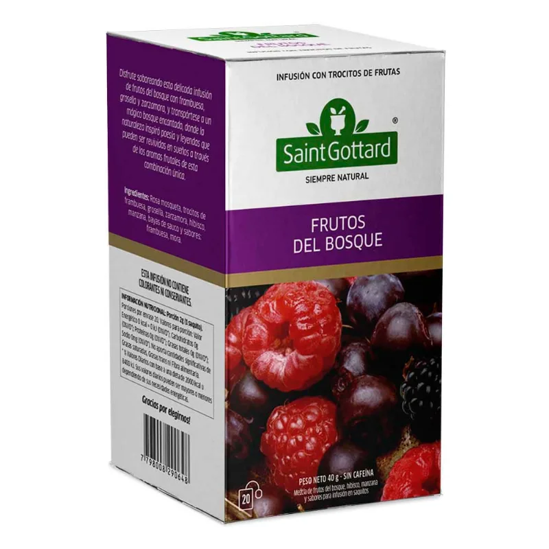 Té Aromáticos y Digestivos Sabor Frutos del Bosque 40 Grs x 20 Un Saint Gottard Té Saint Gottard Frutos Del Bosque 20 U