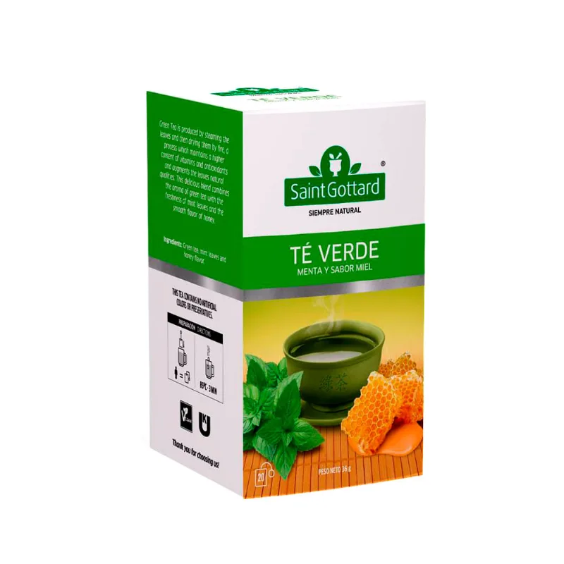 Té Verde Sabor Menta y Miel x 20 Un Saint Gottard