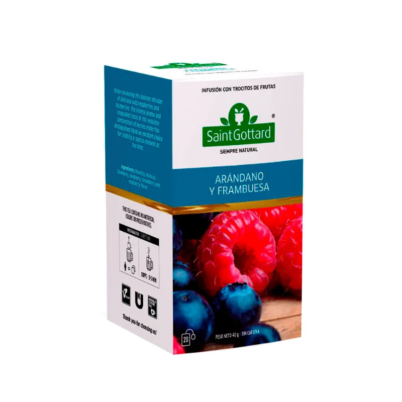 Té Aromático y Digestivo Sabor Arándano y Frambuesa x 20 Un Saint Gottard