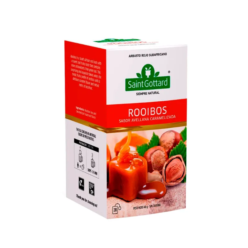 Té Rooibos Avellanas Caramelizadas Saint Gottard 20 Saquitos