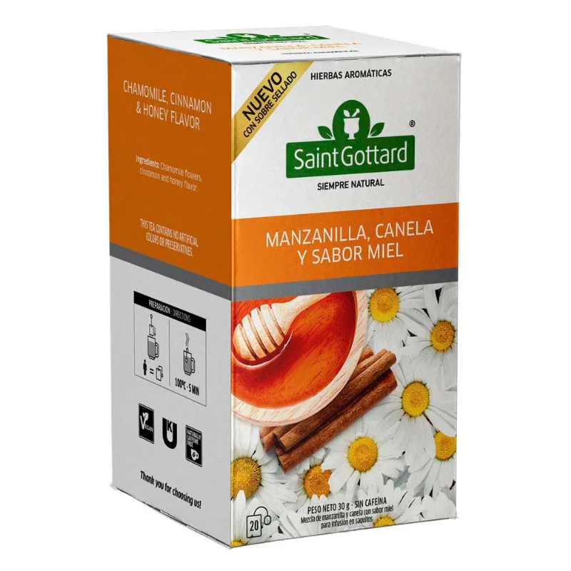 Té Manzanilla Canela Y Miel Saint Gottard 20 Saquitos
