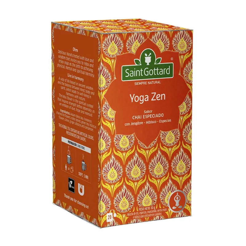 Té Yoga Zen Sabor Chai Especiado 30 Grs x 20 Un Saint Gottard
