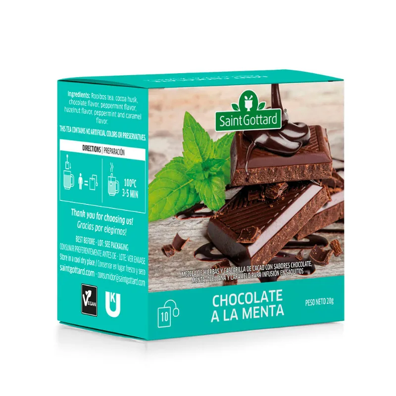 Té Saborizado Sabor Chocolate y Menta 20 Grs x 10 Un Saint Gottard Te Saint Gottard Chocolate Menta