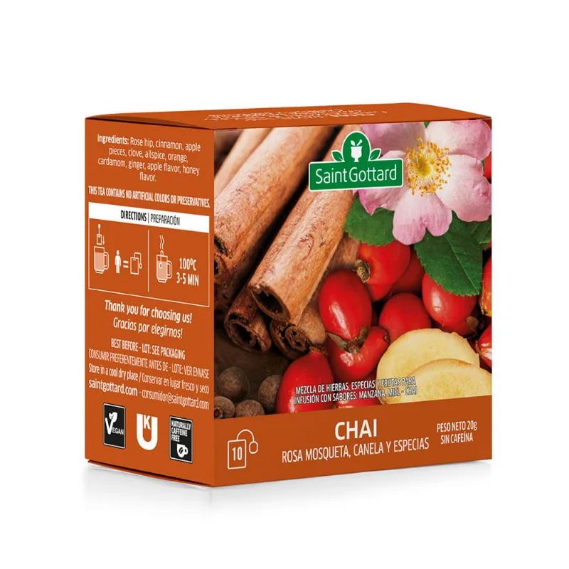 Té Saborizado Chai Rosa Mosqueta Canela y Especias 20 Grs x 10 Un Saint Gottard Te Saint Gottardchairosmosyespecias
