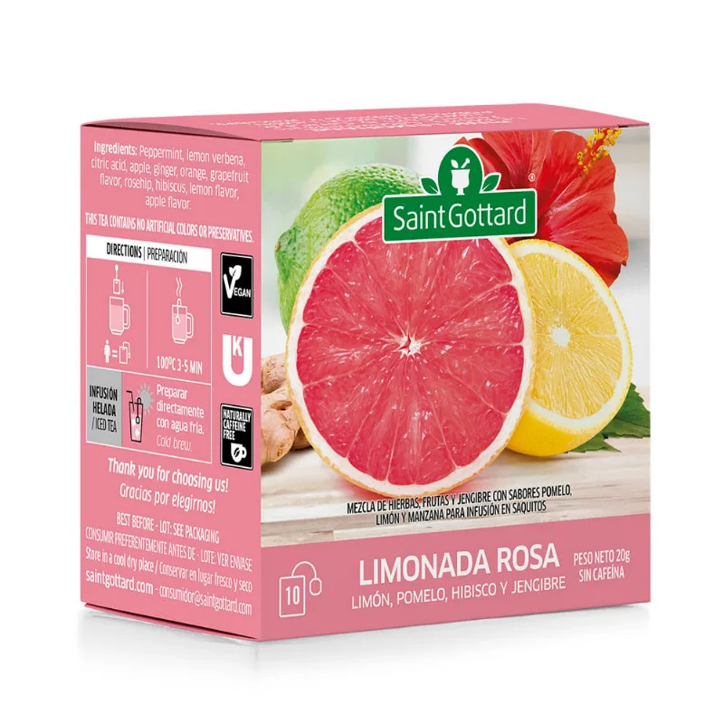 Té Saborizado Limonada Rosa 20 Grs x 10 Un Saint Gottard