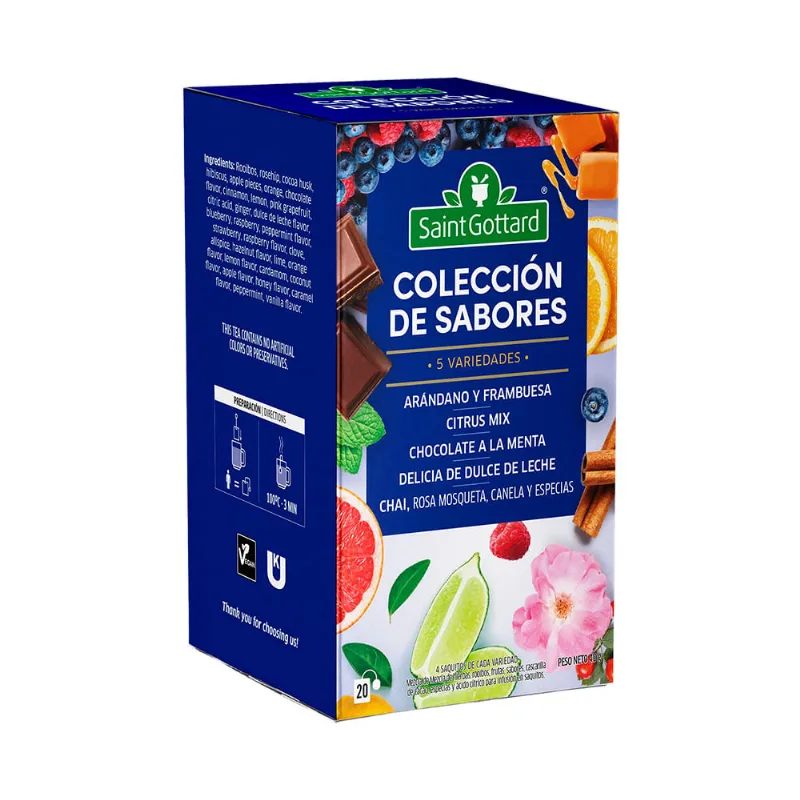 Té Hierbas Premium Colección de Sabores 40 Grs x 20 Un Saint Gottard Te Colección De Sabores X 20 Un Saint Gottard