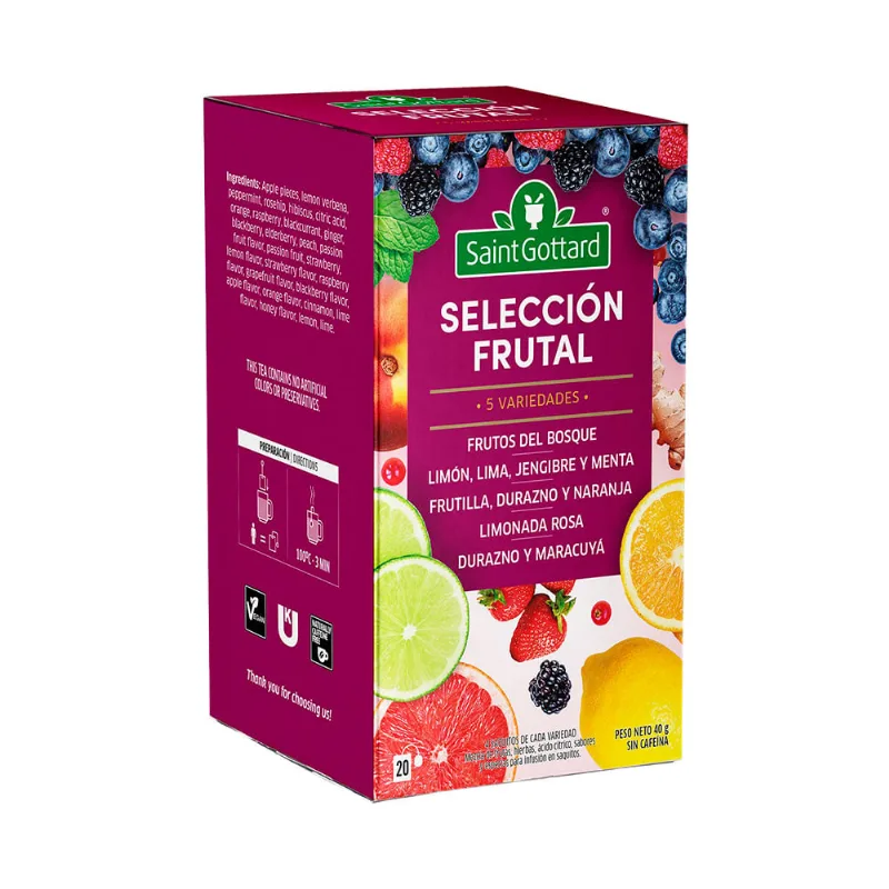 Té Hierbas Premium Sabor Selección Frutal 40 Grs x 20 Un Saint Gottard Te Selección Frutal X 20 Un Saint Gottard