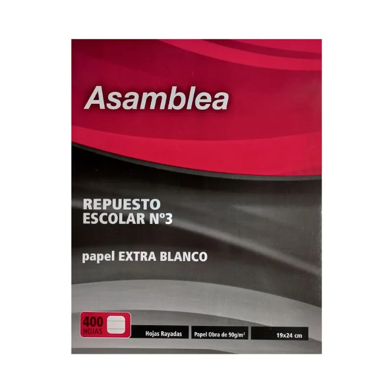 Repuesto escolar Asamblea N3 400 hojas rayadas