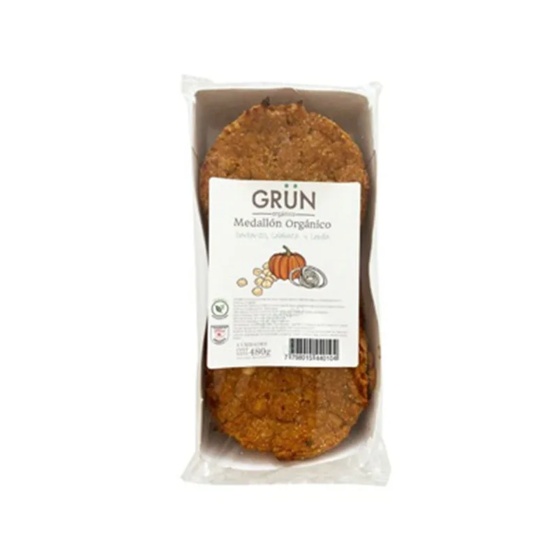 Medallón Grun orgánico garbanzo y calabaza paquete 480 g.
