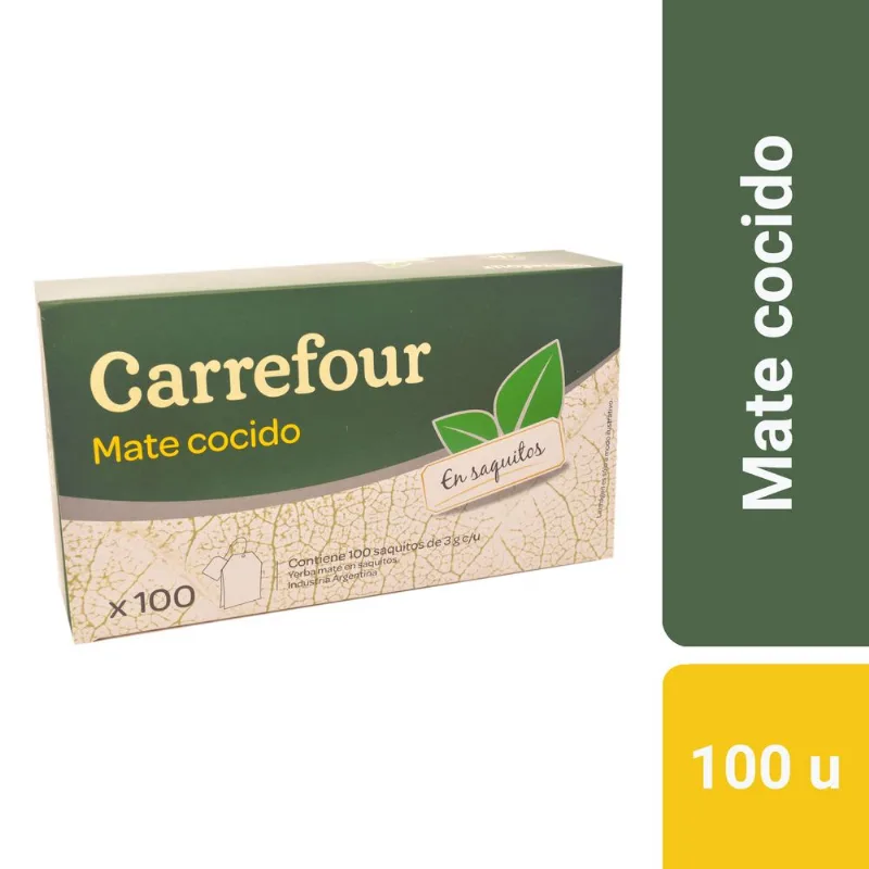 Mate cocido en saquitos Carrefour 100 u.