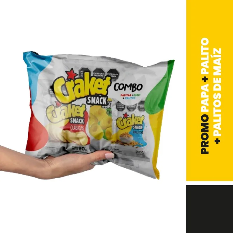 Combo surtido Craket de papitas chizitos y palitos 250 grs