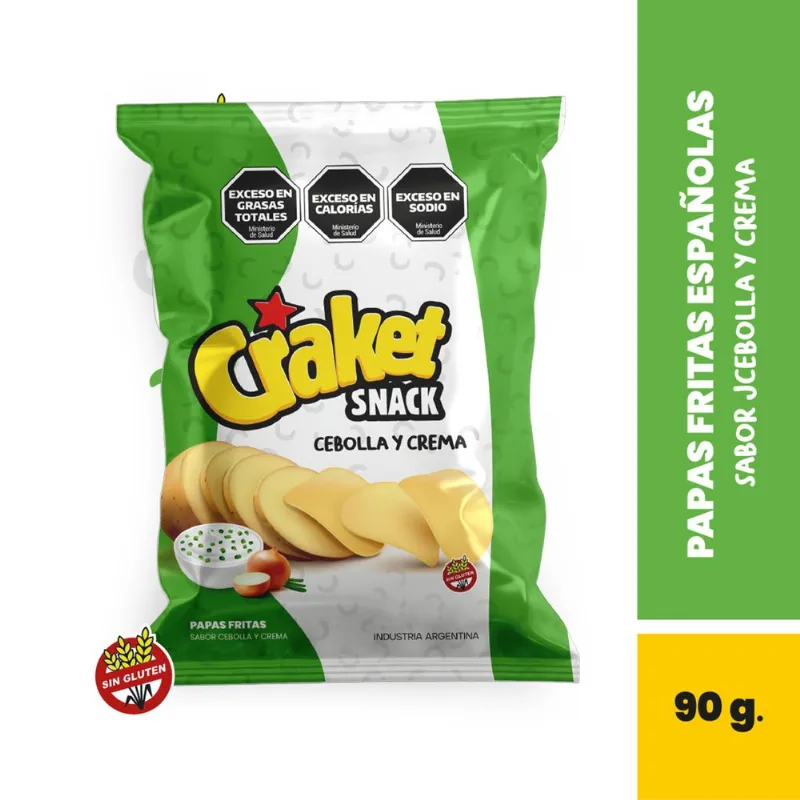 Papas fritas sabor crema y cebolla Craket 90 grs
