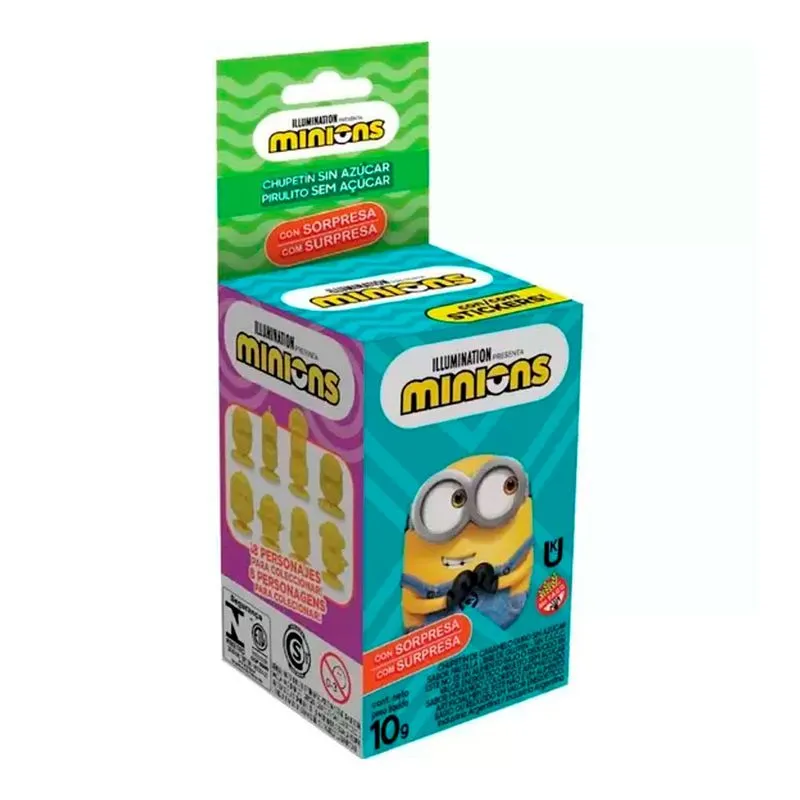 Toy Box Pirulito Minions Sem Açúcar com Surpresa 10g - Bazooka